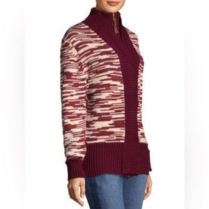 TORY BURCH | Olivia Merino Wool | Zip Front Cardigan | Red Cordovan | Small NWOT